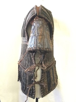 Mens, Historical Fiction Piece 1, TIRELLI, Brown, Synthetic, Burlap, Geometric, 44, Breastplate and Short Sleeve Caps, Bark-like Texture, Piping and Quilted, Lacing/Ties on Sides, Square Neck, Patchwork, Woodsman, Primitive, Villager, Soft Armor