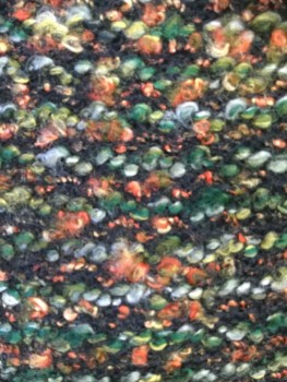 DRESSBARN, Black, Green, Rust Orange, Synthetic, Mottled, Synthetic Boucle Knit. 4 Button Closure Center Front, Notched Lapel, 2 Faux Button Down Pocket Flaps, Belt Tab Detail at Center Back,
