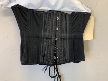Womens, Corset, WHAT KATIE DID, Black, Polyester, Spandex, Solid, 12, Center Front Busk, Lace Up Center Back, Waist Cincher