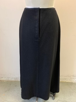 Womens, Skirt 1890s-1910s, MTO, Black, Wool, Solid, W26, Made To Order, 3 Pleats Center Front, Hook & Eye Center Back,