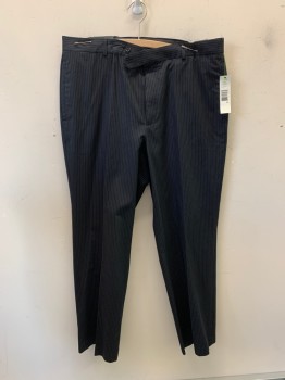 CLAIBORNE, Black, Wool, Stripes - Pin, F.F, Zip Fly, 4 Pockets,