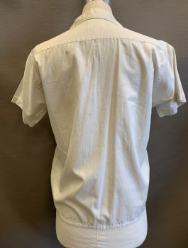 GLENN GREGG, Ecru, Cotton, Solid, 1950's, S/S, Button Front, Camp Shirt, 2 Patch Pockets