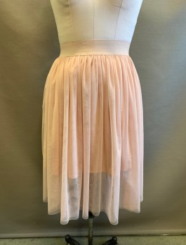 STREETWEAR SOCIETY, Ballet Pink, Polyester, Solid, 2" Wide Light Pink Elastic Waistband, Tulle Top Layer Gathered at Waist, Opaque Lining Underneath