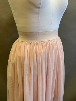 STREETWEAR SOCIETY, Ballet Pink, Polyester, Solid, 2" Wide Light Pink Elastic Waistband, Tulle Top Layer Gathered at Waist, Opaque Lining Underneath