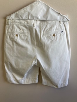 POLO, White, Cotton, Solid, Twill, F.F, Zip Front, Belt Loops, 5 Pckts, **Some Small Brown Stains Front
