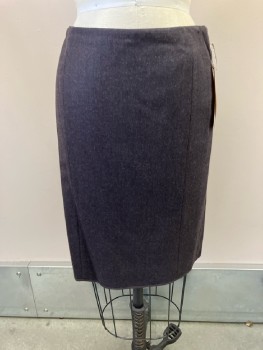 REBECCA TAYLOR, Charcoal Gray, Wool, Solid, Back Zip, 5 Kick Pleats In Back with 3 Brown Bows Embellishment CB