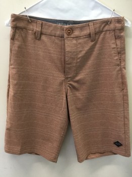 RIPCURL, Chestnut Brown, White, Polyester, Spandex, Stripes, Heathered, Zip Fly, Button Closure, Belt Loops, 4 Pockets