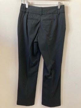 BANANA REPUBLIC, Black, Polyester, Solid, Low Rise, Zip Front, Wide Waistband, Belt Loops, 4 Pockets,