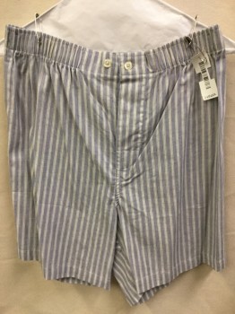 PROTOCOL, White, Navy Blue, Lt Blue, Yellow, Slate Blue, Cotton, Stripes - Vertical , Shorts:  Elastic Waistband with 2 Button Front,
