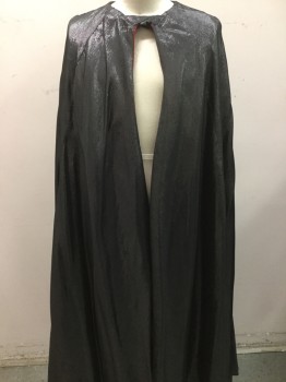 Unisex, Sci-Fi/Fantasy Cape/Cloak, N/L, Pewter Gray, Lurex, O/S, Shimmery, One Snap Collar, Red Lining