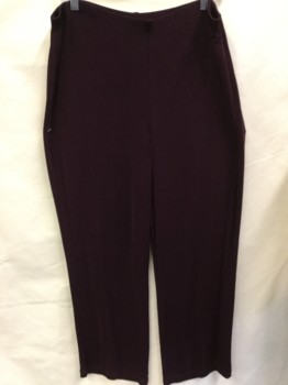 Womens, Suit, Pants, TRAVELERS-CHICO'S, Red Burgundy, Polyester, Elastane, Solid, 3, Pants, Burgundy Stretchy, Elastic Waist Band