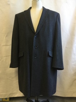 NO LABEL, Charcoal Gray, Gray, Wool, Herringbone, Single Breasted, 3 Button Front, Notched Lapel, 2 Pockets, back Vent, Fully Lined