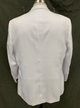 ANGELO ROSSI, White, Polyester, Rayon, Stripes - Shadow, Single Breasted, Collar Attached, Notched Lapel, 2 Buttons,  3 Pockets