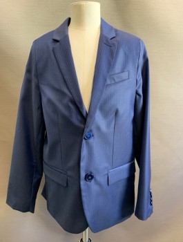 Childrens, Suit Piece 1, ZARA KIDS, Navy Blue, Gray, Wool, Polyester, Stripes - Pin, Sz.10 , Single Breasted, Notched Lapel, 3 Buttons, 3 Pockets,