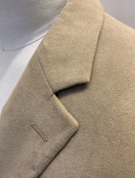 ANDREW FEZZA, Beige, Polyester, Solid, Single Breasted, Notched Lapel, 2 Buttons, 3 Pockets