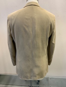 ANDREW FEZZA, Beige, Polyester, Solid, Single Breasted, Notched Lapel, 2 Buttons, 3 Pockets