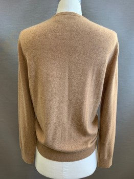 Mens, Pullover Sweater, POLO, Camel Brown, Cashmere, Solid, M, Crew Neck, Long Sleeves,