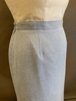 SAG HARBOR, Powder Blue, White, Black, Polyester, Rayon, Speckled, Bumpy Textured Boucle, Pencil Skirt, Knee Length, Elastic Sides