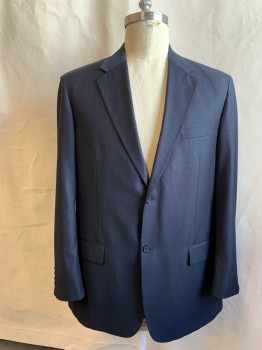 ABITO D'UOMO, Navy Blue, Polyester, Rayon, Solid, Single Breasted, Collar Attached, Notched Lapel, 3 Pockets, 2 Buttons