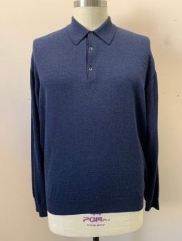 JOHN W. NORDSTROM, Navy Blue, Wool, Solid, POLO, C.A., 3 Buttons, L/S