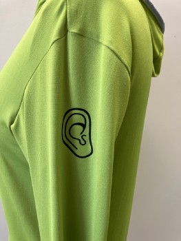 MTO, Lime Green, Silver, Spandex, Solid, Zip Front, L/S, with   Pull Over Hoodie & Silver, Aged Trim , #18 On Right Side & Ear On The Left Shoulder