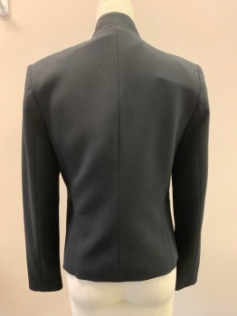 THEORY, Black, Polyester, Wool, Solid, Open Front, No Buttons, 2 Welt Pockets