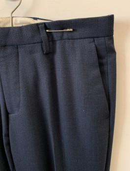 BANANA REPUBLIC, Navy Blue, French Blue, Wool, 2 Color Weave, Zip Front, Hook N Eye Closure, 4 Pckts, Coin Pockets, F.F,
