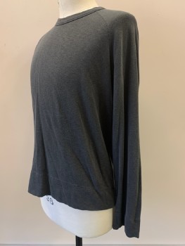 JAMES PERSE, Dk Gray, Cotton, Heathered, L/S, Crew Neck