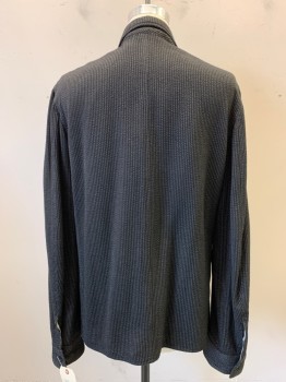 Mens, Jacket 1890s-1910s, NO LABEL, Black, White, Wool, Stripes, 42L, SB. NL., 3 Btns, 4 Patch Pockets
