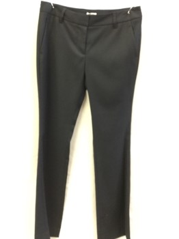 L'AGENCE, Black, Polyester, Viscose, Solid, Flat Front, Zip Front, 3 Pockets, Waistband, Belt Loops,