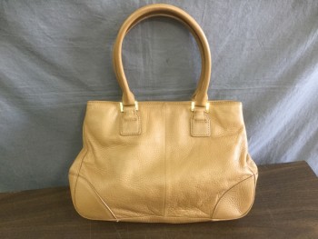 TORY BURCH, Tan Brown, Leather, Solid, Gold Hardware, Double Straps, Canvas Lining