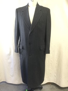J.P. TILFORD, Charcoal Gray, Black, Wool, Herringbone, Single Breasted, Collar Attached, Notched Lapel, 3 Pockets, Long Sleeves