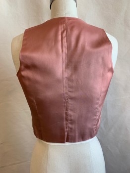 Womens, Vest, N/L, Dk Beige, Salmon Pink, Wool, Solid, Heathered, 34, V-neck, 4 Buttons Down Front