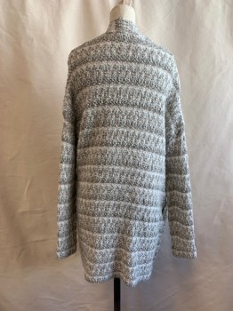 Womens, Sweater, JOIE, Lt Gray, White, Gold, Acrylic, Stripes, XS, Open Front, 2 Pocket