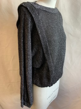 Womens, Sweater, TALMA, Black, Silver, Mohair, Polyamide, Heathered, L, Pullover, Dolman Sleeve, Boat Neck,
