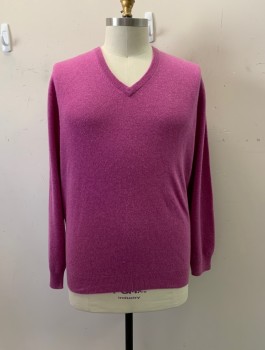 JOS A. BANK, Orchid Purple, Cashmere, Solid, V-N, L/S