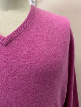 JOS A. BANK, Orchid Purple, Cashmere, Solid, V-N, L/S