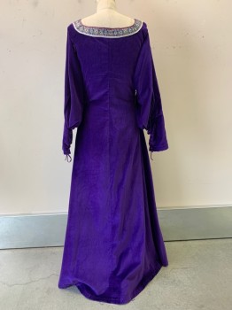 Womens, Historical Fiction Dress, Sofi's, Purple, Silver, Red, Blue, Green, Cotton, Solid, W28, B34, L/S, Multi Color Chest Trim Detail, Detachable Sleeves, Cuff Ties, Side Adjustable Waist Ties, Altered Chest Trim ( Irreversible)