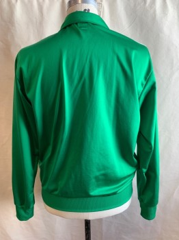 ADIDAS, Kelly Green, White, Polyester, Solid, Stripes, Green with 3 White Stripe, 2 Zip Pockets, Zip Front