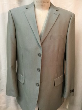 CARAVELLI, Sage Green, White, Polyester, Viscose, Birds Eye Weave, 3 Buttons,  3 Pockets, Pin Dot Weave