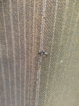 MTO, Dk Brown, Lt Gray, Wool, Stripes - Pin, Made To Order, Button Fly,  Suspender Buttons, Mended Hole Right Backside,
