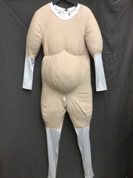 Unisex, Fat Padding, J&M COSTUMERS, Beige, White, Spandex, Solid, W 32, C 38, Full Body with Long Sleeves, Full Legs, White Legs and Forearms, Center Back Zipper,  Zipper at Crotch **Dirty & Blood Stained at Leg Openings
