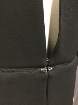 BCBG MAX AZRIA, Black, Polyester, Rayon, Solid, No Collar, 1 Hook & Eye Closure, Front Waist Zipper Detail, 2 Angled Side Pockets
