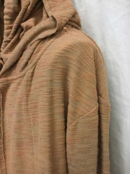Unisex, Sci-Fi/Fantasy Jacket, LE 31, Terracotta Brown, Cotton, Polyester, Solid, XL, Ribbed Broken Horizontal Stripes Jersey, Long Sleeves, Hooded, Open At Center Front, Drawstring/Self Ties At Neck, 2 Welt Pockets At Hips, No Lining, **Has a Double