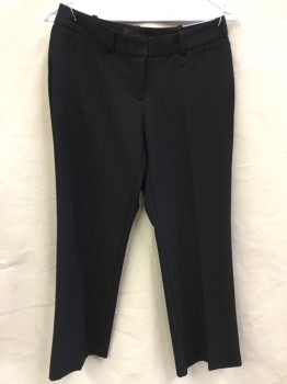 WORTHINGTON, Black, Polyester, Solid, Flat Front, Low Rise, Zip Front, 4 Pockets, Belt Loops,