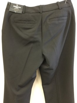 WORTHINGTON, Black, Polyester, Solid, Flat Front, Low Rise, Zip Front, 4 Pockets, Belt Loops,