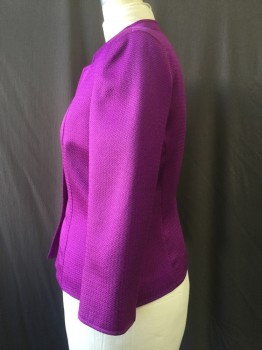TAHARI, Fuchsia Purple, Polyester, Solid, 3 Buttons,  INVERSE NOTCH LAPEL, Long Sleeves, Visible Weave