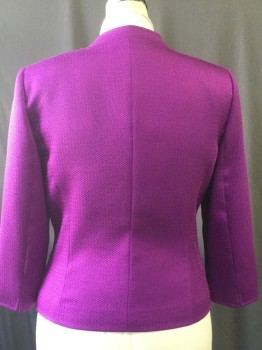 TAHARI, Fuchsia Purple, Polyester, Solid, 3 Buttons,  INVERSE NOTCH LAPEL, Long Sleeves, Visible Weave