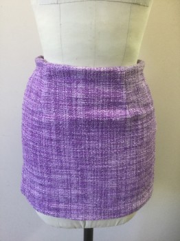 ALICE + OLIVIA, Lavender Purple, Cotton, Solid, Speckled, Speckled Boucle, Straight Fit, Mini Length, Center Back Zipper