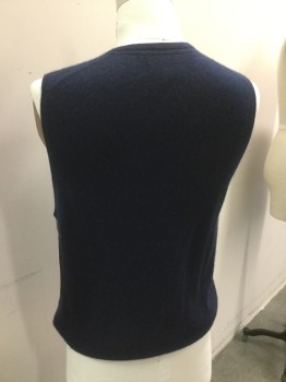 BROLETTO, Navy Blue, Cashmere, Solid, V-neck, Pull Over